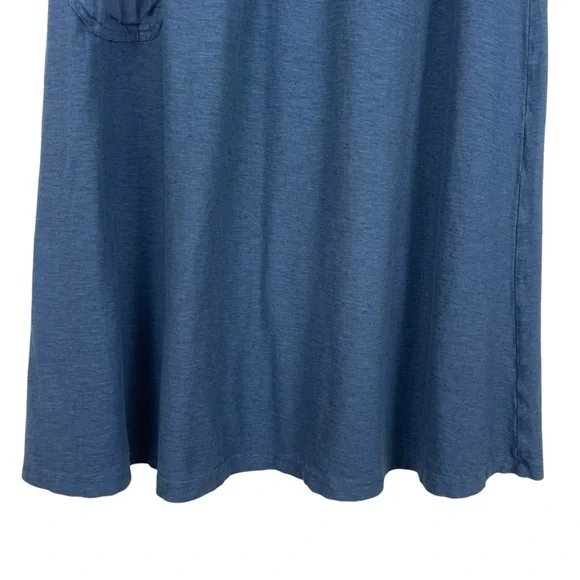 Cut Loose Cotton-Linen Blend Drawstring Long Midi Skirt Blue Size L